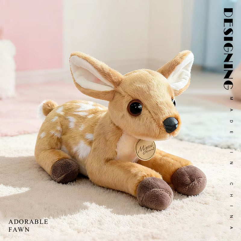 25CM Simulation Fawn Plush Toys Soft Stuffed Cartoon Animal Doll Cute Deer Doll for Home Christmas Gift Children'S Birthday Gift