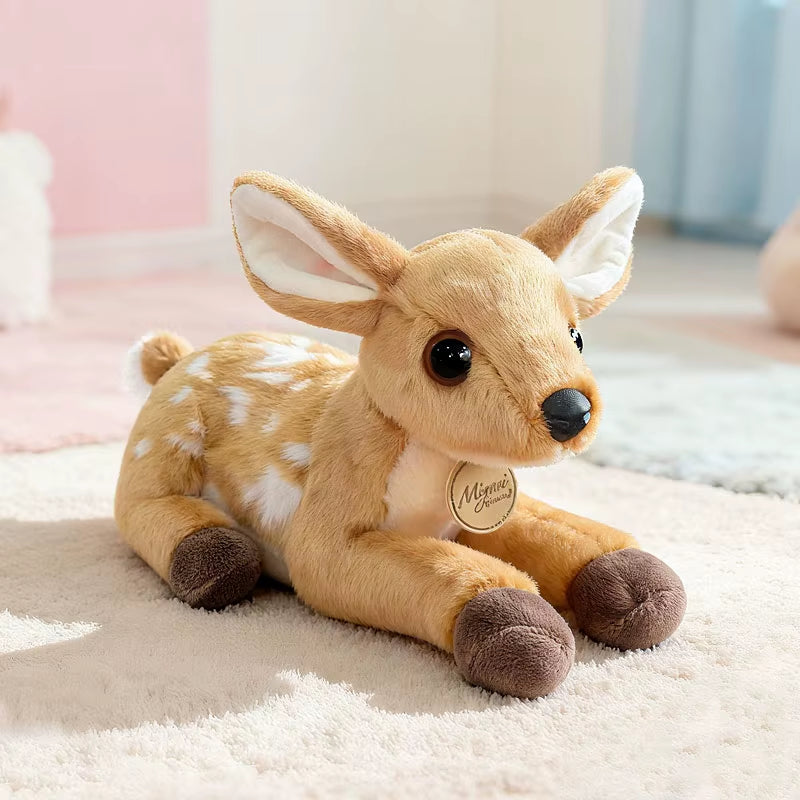 25CM Simulation Fawn Plush Toys Soft Stuffed Cartoon Animal Doll Cute Deer Doll for Home Christmas Gift Children'S Birthday Gift